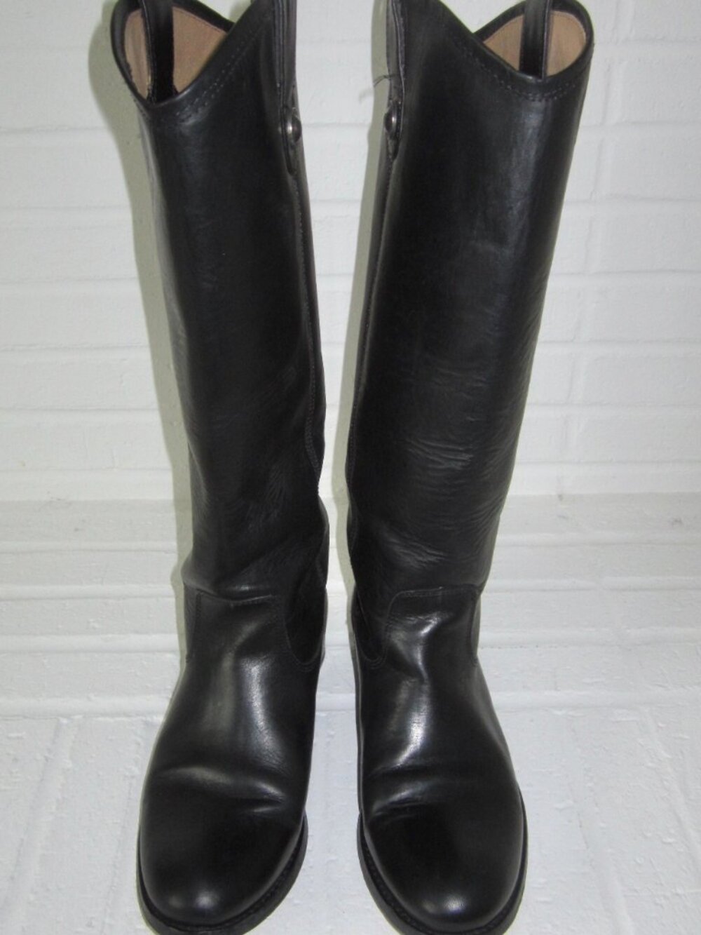 FRYE MELISSA Button Tall Boots Black Leather Women’s 6 1/2 M - Picture 3 of 16